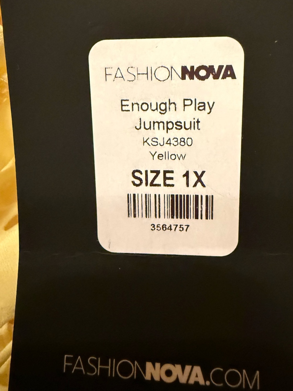 NWT Fashion Nova Yellow Enough Play Jumpsuit Size 1X - Picture 8 of 14